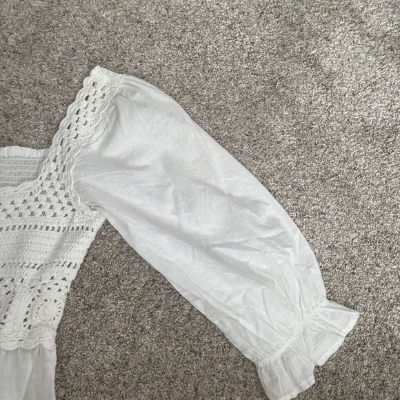 Rebellion White Boho Chic Crochet Cropped Top size Large - Picture 4 of 6